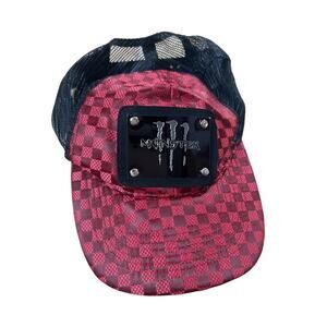 Monster Energy Red Checkered Hat One Size